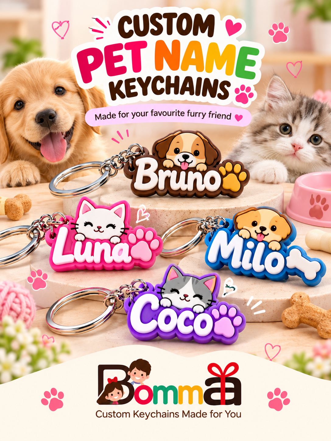Custom Pet Name Keychains
